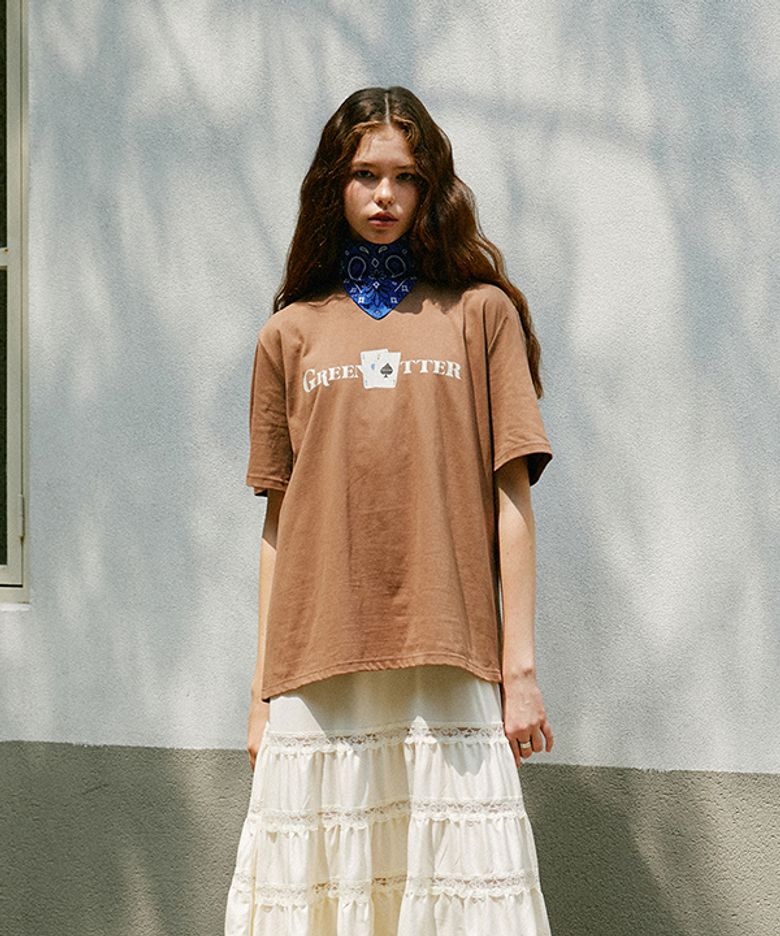 Oversized playing card Tee (Brown)