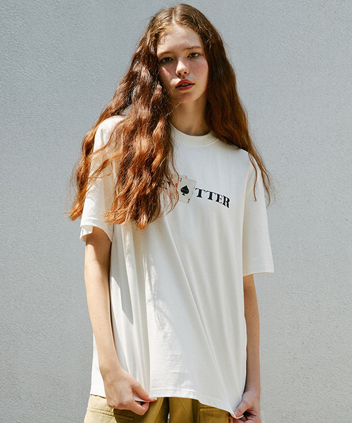 그린버터(GREENBUTTER) Oversized playing card Tee (Ivory)