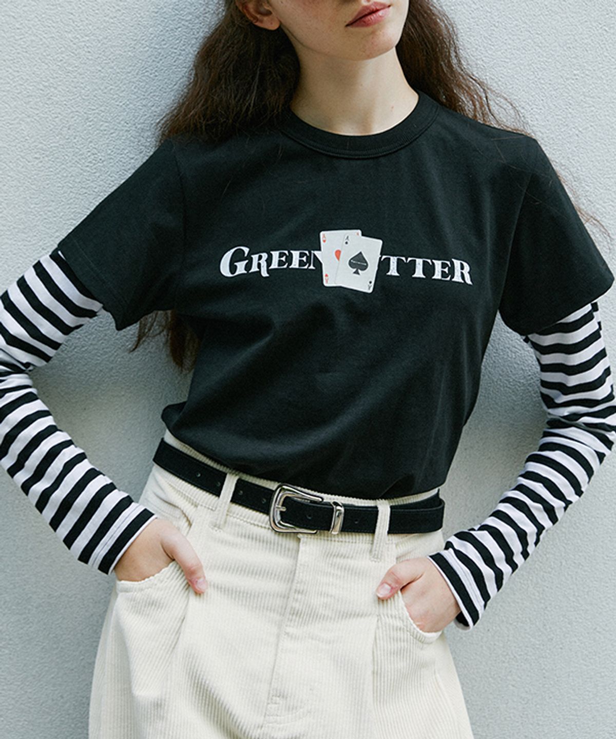 그린버터(GREENBUTTER) Cow Leather Western Belt (Black)