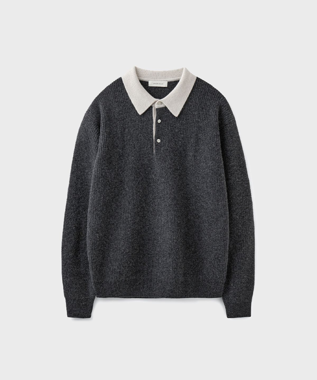 유니온블루(UNION BLUE) RUGBY MERINO POLO KNIT [CHARCOAL]