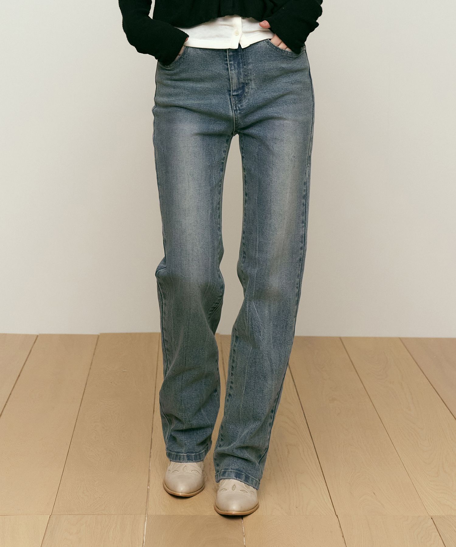 ★24-25FW新作★KIRSH★CHEEKCHECK SLIM-FIT SPAN PANTS MUSINSA | KIRSH Cherry Span Slim Fit Denim Pants [Blue]