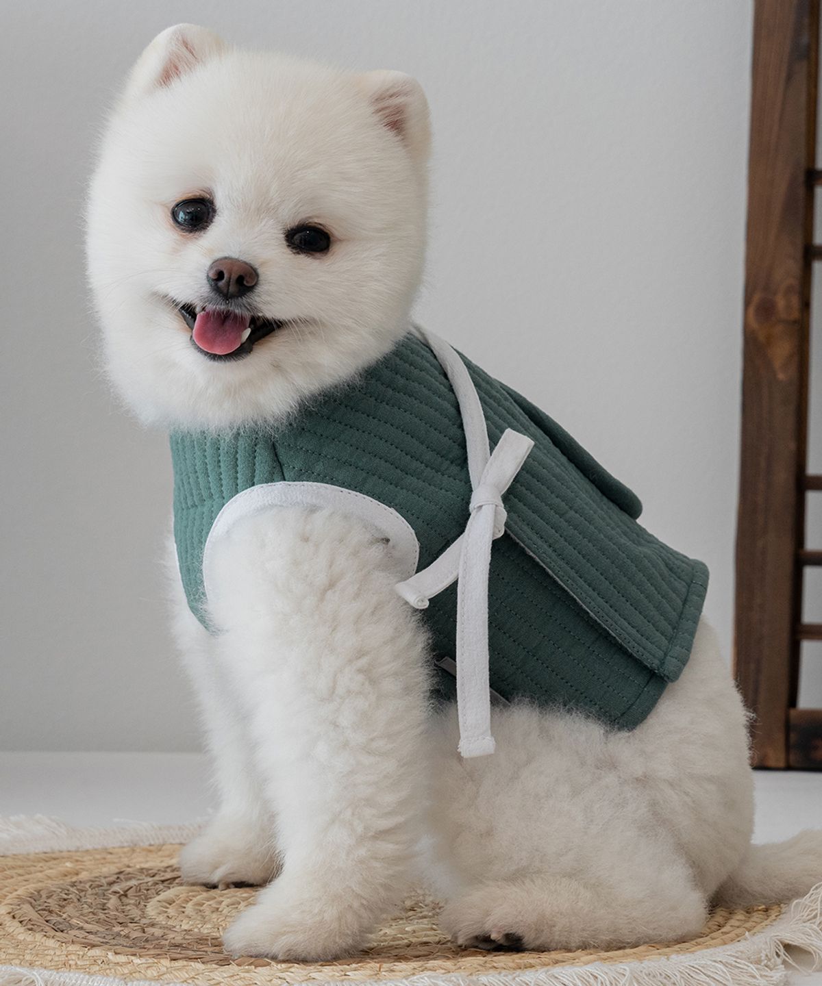 슈퍼펫(SUPERPET) 강아지 누비한복 조끼 워싱그린