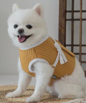 강아지 누비한복 조끼 머스타드