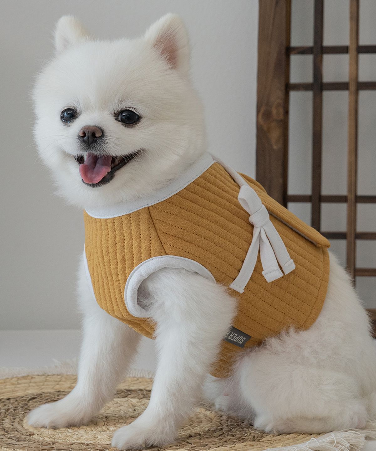 슈퍼펫(SUPERPET) 강아지 누비한복 조끼 머스타드