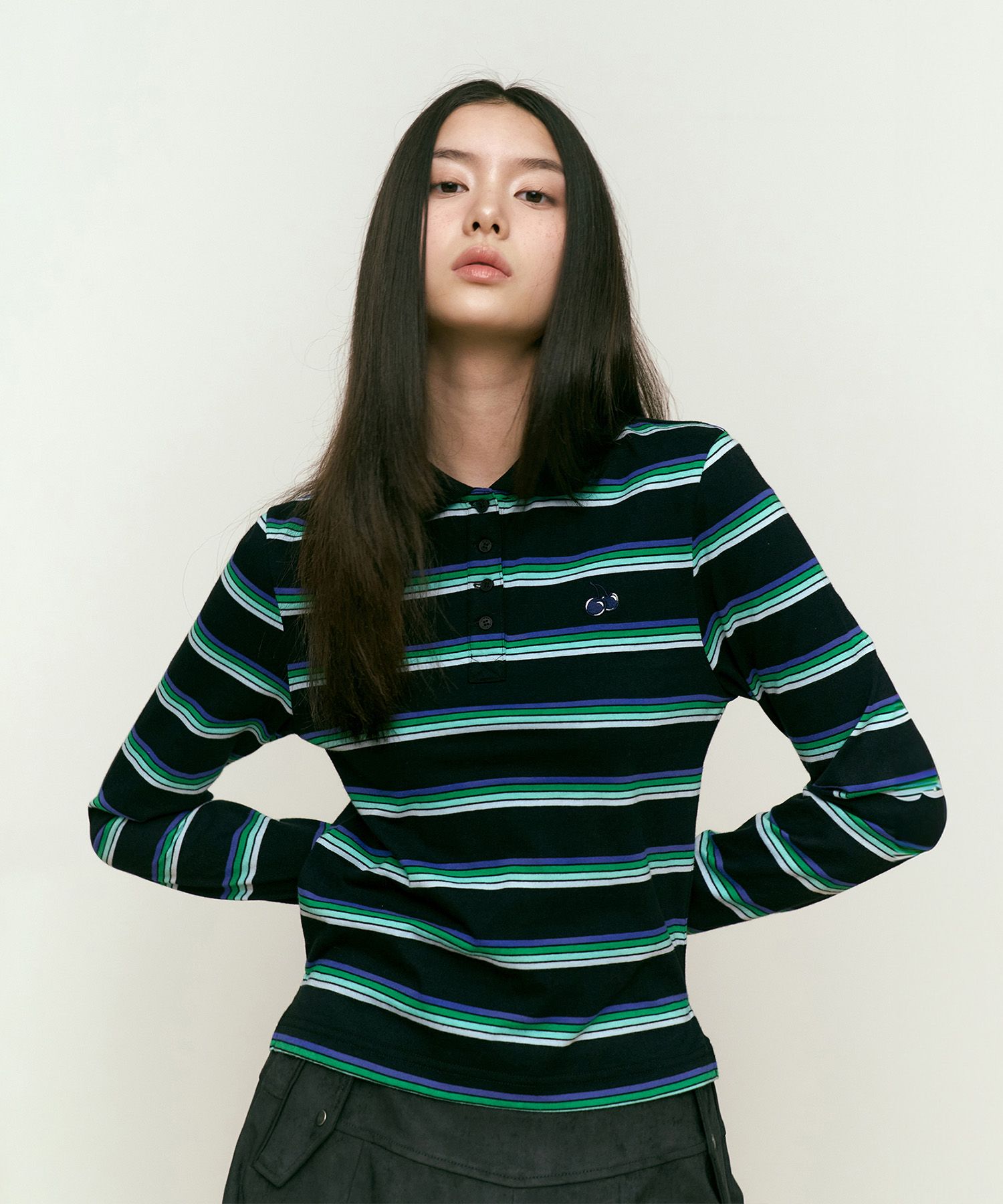★KIRSH★ Striped Rugby Slim Fit T-Shirt Black MUSINSA | KIRSH Striped Rugby Slim Fit T-Shirt [Black]