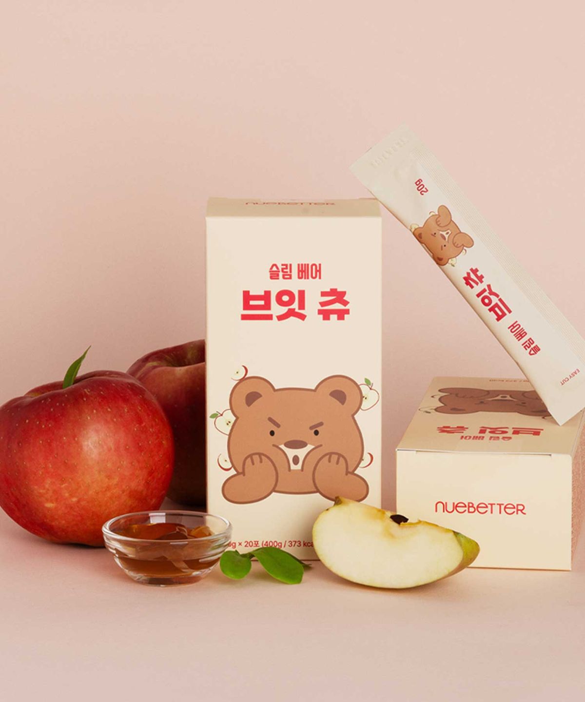 뉴베러(NUEBETTER) 슬림베어 브잇 츄 림프순환 붓기제거 사과맛 스틱젤리 20포(400g) x 1박스