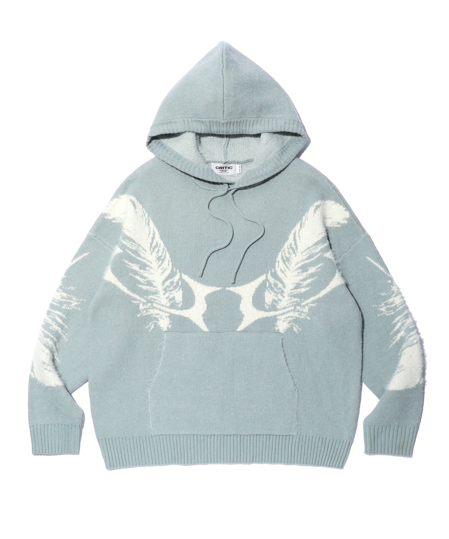 ★CRITIC★FEATHER WORMHOLE HOODIE KNIT MUSINSA | CRITIC FEATHER WORMHOLE HOODIE KNIT SKY BLUE