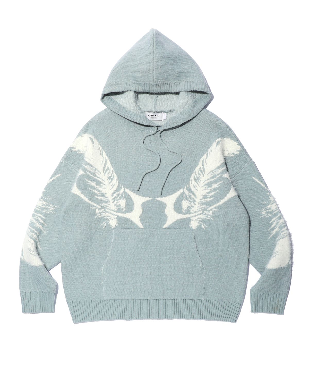크리틱(CRITIC) FEATHER WORMHOLE HOODIE KNIT SKY BLUE