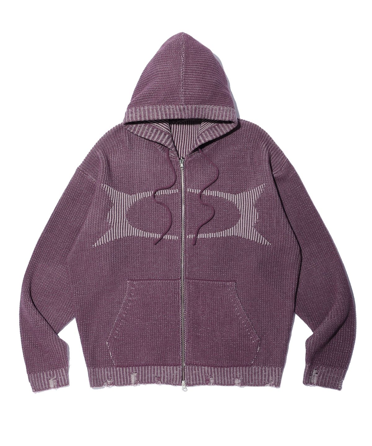 크리틱(CRITIC) WORMHOLE KNIT HOOD ZIP UP PINK