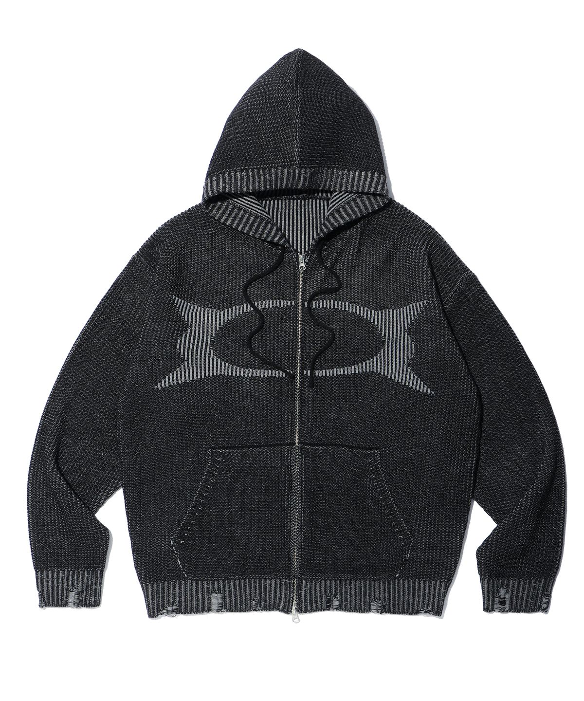 크리틱(CRITIC) WORMHOLE KNIT HOOD ZIP UP CHARCOAL