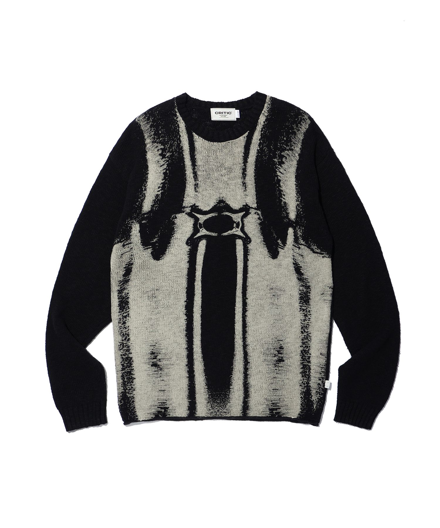 MUSINSA公式 | CRITIC VINTAGE WORMHOLE LONG SLEEVE KNIT BLACK