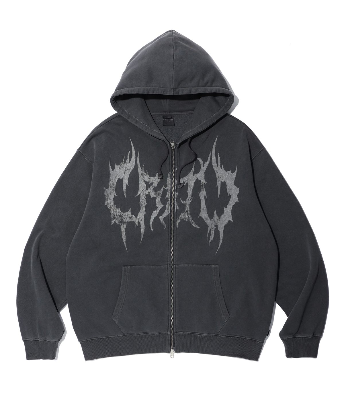 크리틱(CRITIC) PIGMENT GHOST HOODIE ZIP-UP CHARCOAL