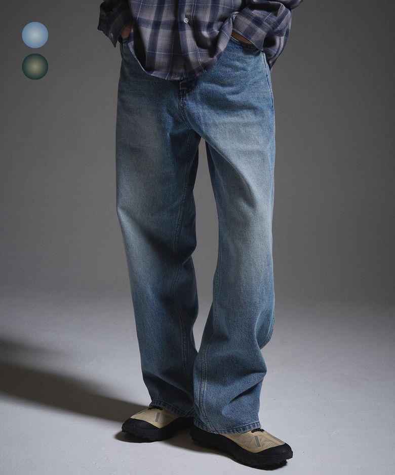 Washed Wide Denim Pants [2 Colors]