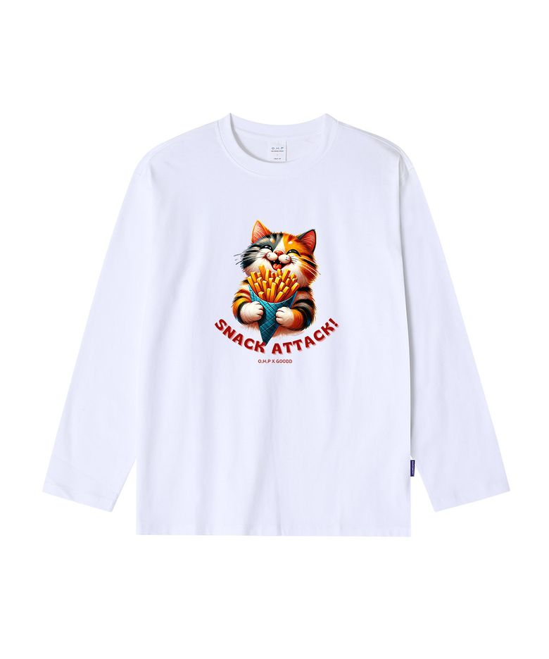 OHPxGOODD 해피캣 베이직 긴팔티셔츠