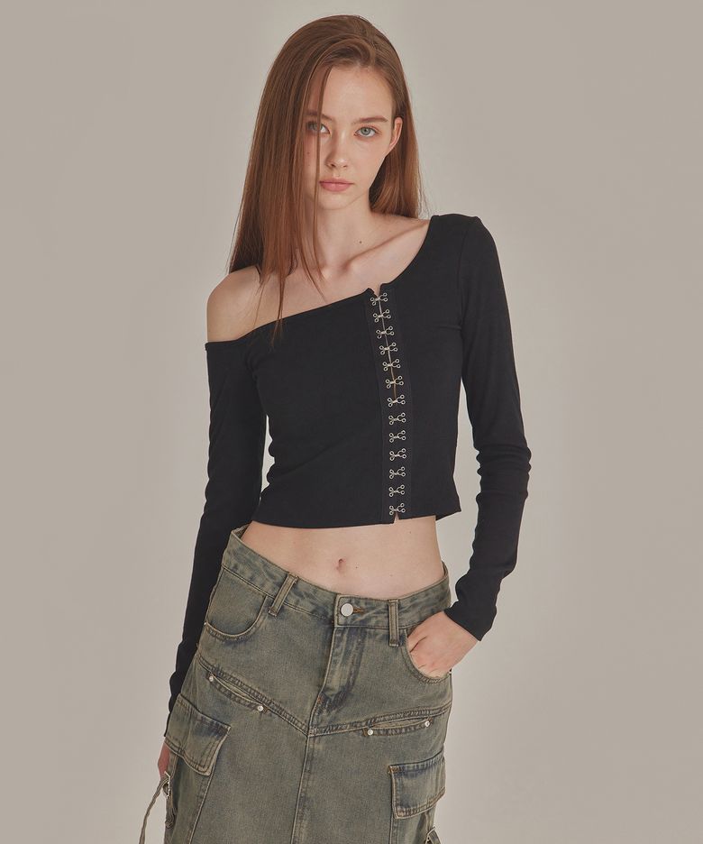 HOOK DETAIL ONE SHOULDER TOP (LONG ver)_T426TP105