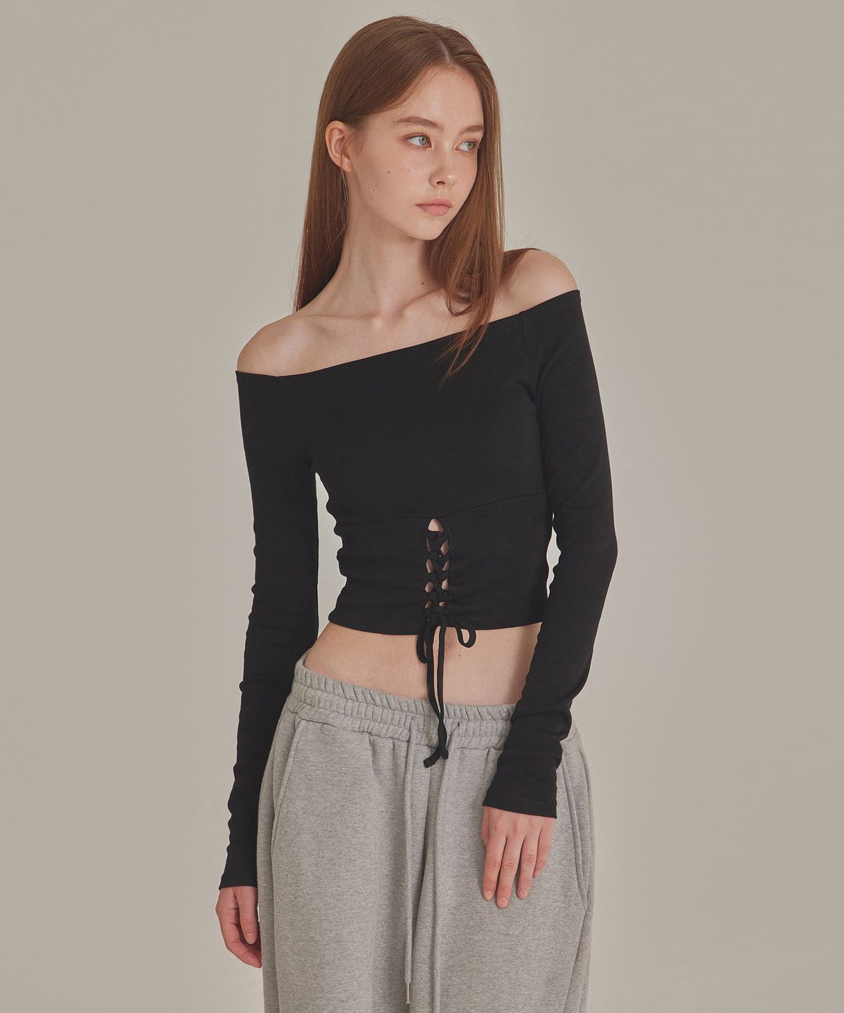 탑걸(TOPGIRL) LACE UP CORSET OFF SHOULDER TOP_T426TP119