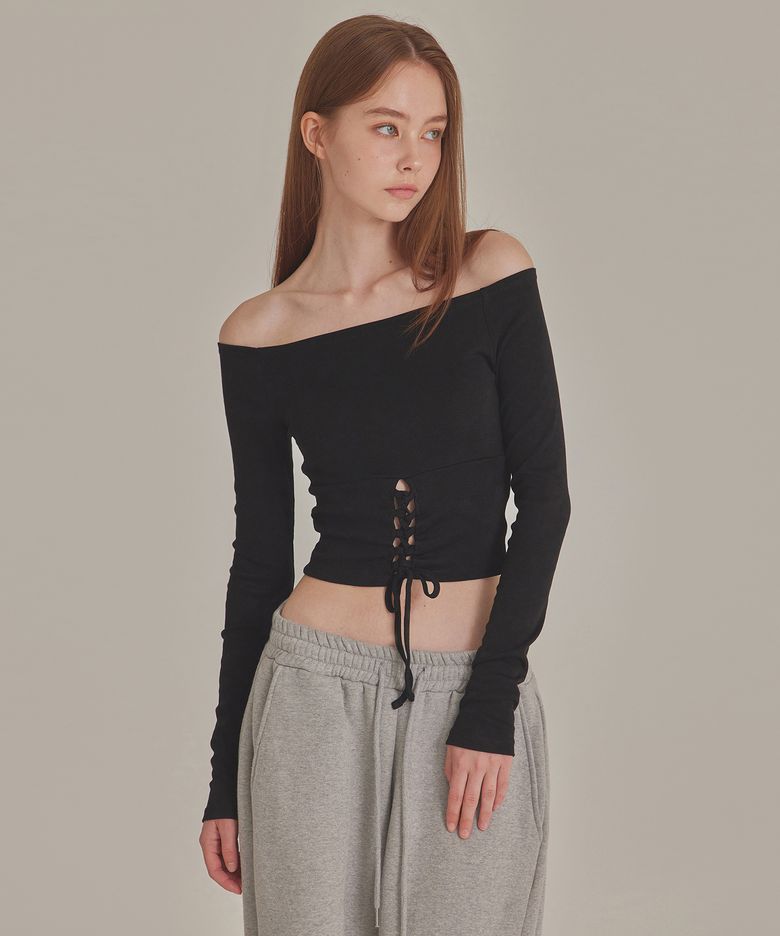 LACE UP CORSET OFF SHOULDER TOP_T426TP119