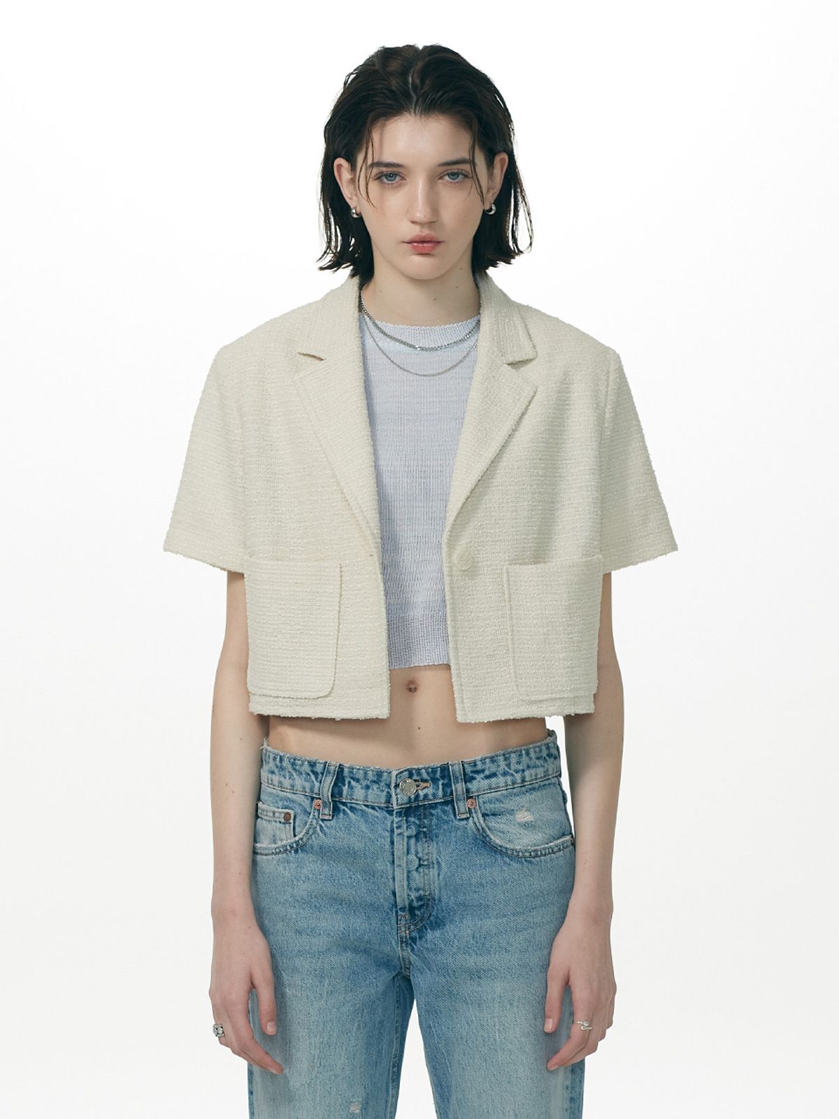 라티젠(LARTIGENT) LL CROP POCKET JACKET(IVORY)