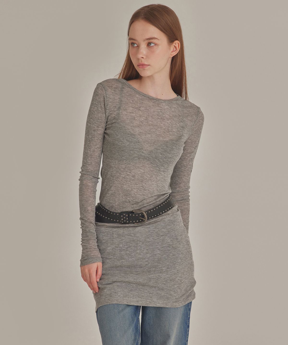 탑걸(TOPGIRL) RIBBED MINI LONG-SLEEVE LAYERED DRESS_T426DS500