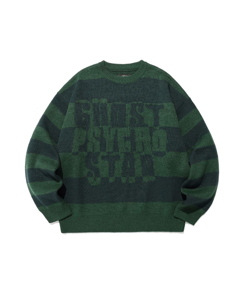 STRIPE PSYCHO KNIT_GREEN(NG2EFUK600A)