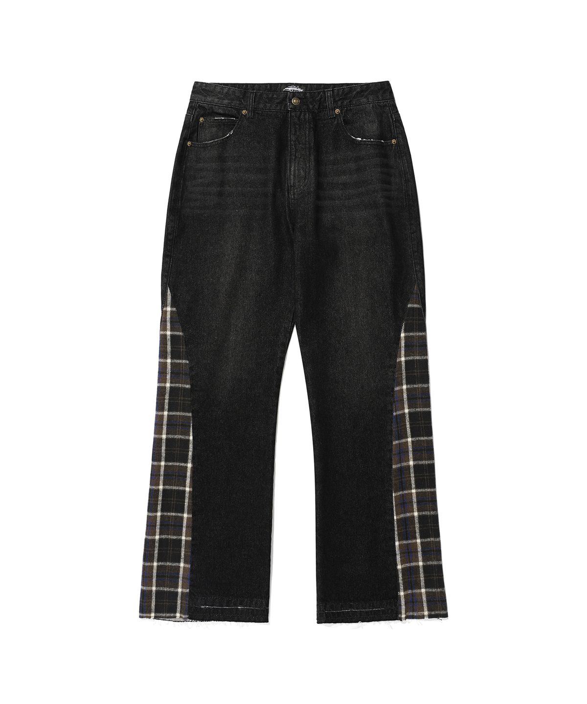 나이스고스트클럽(NICEGHOSTCLUB) SIDE CHECK PANEL BOOTSCUT JEANS_BLACK(NG2EFUD115A)
