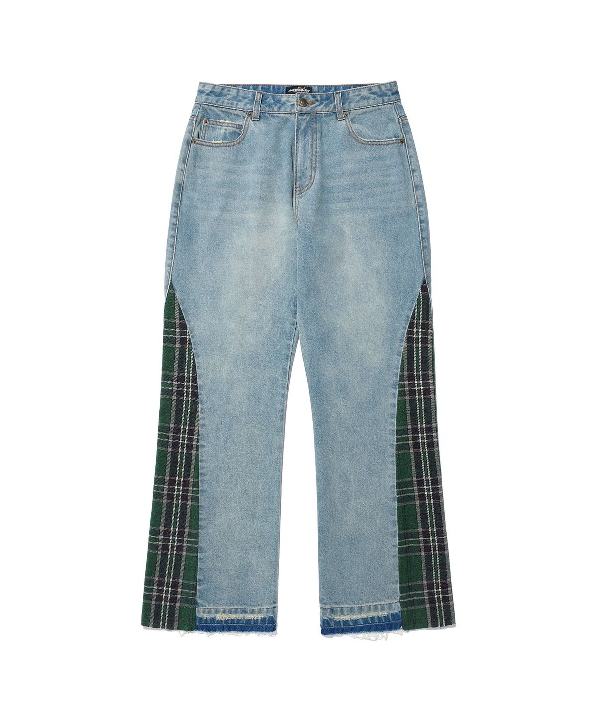 나이스고스트클럽(NICEGHOSTCLUB) SIDE CHECK PANEL BOOTSCUT JEANS_BLUE(NG2EFUD115A)