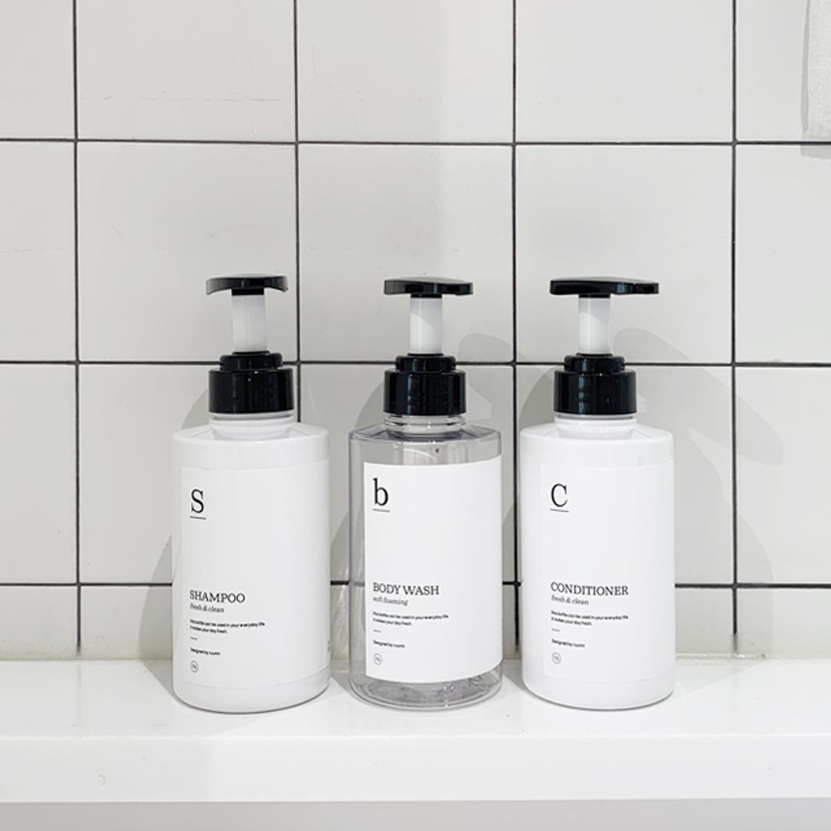 뉴앤룩(NEWNLOOK) [3pack] WT02 원형 디스펜서 리필 공병 샴푸 바디워시 용기 3개