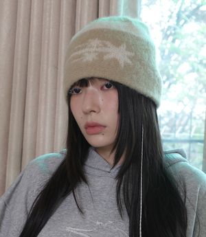 STRIPE 3STAR LOGO MOHAIR BEANIE_BEIGE(NG2EFUAB20A)