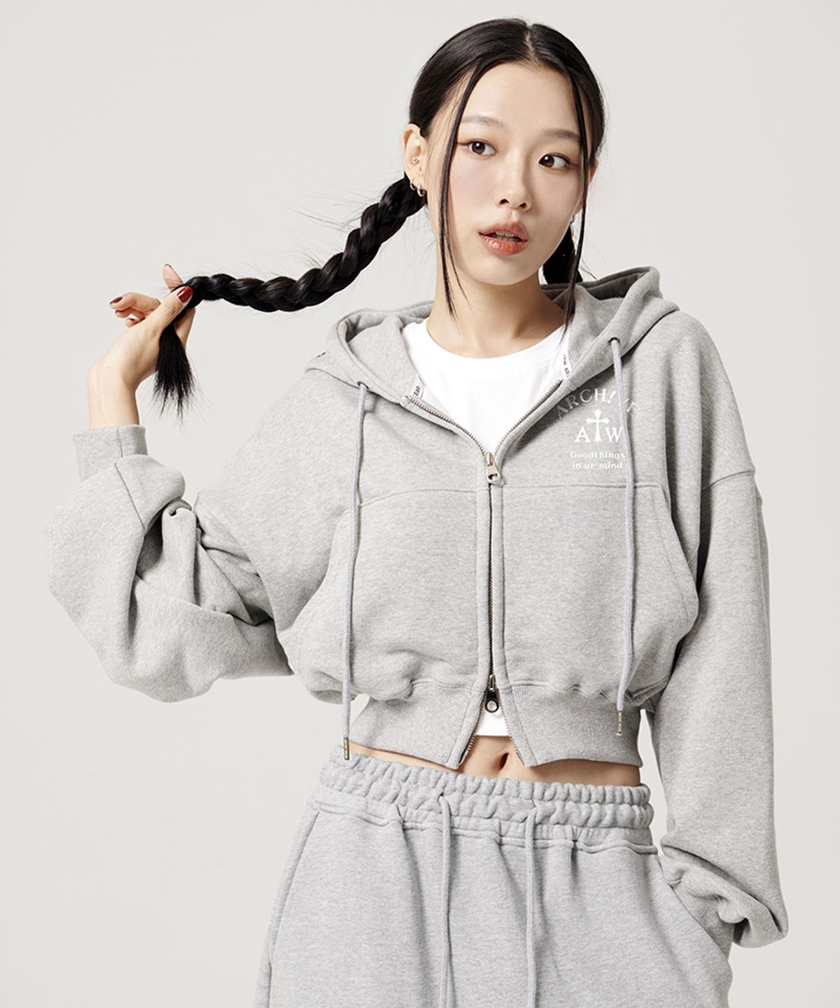 아티스트웨어(ARTISTWEAR) [ATW] 브링잇온 크롭후드집업