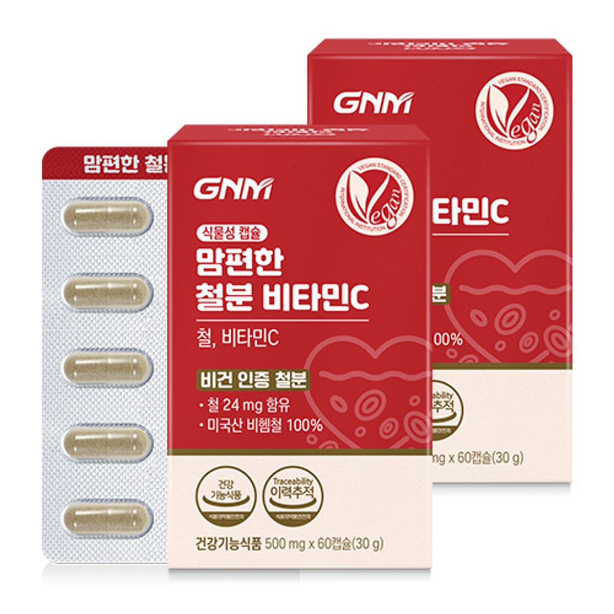 GNM자연의품격(GNMLIFE) [총 4개월분]GNM 맘편한 철분 비타민C 60캡슐 x 2박스 / 철분제 임산부 수유부