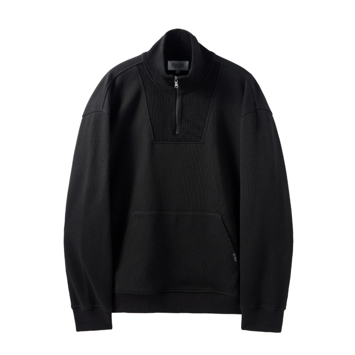 브롬톤 런던(BROMPTON LONDON) DIAGONAL JACQUARD HALF ZIP SWEAT T-SHIRT - BLACK (P244USW433)