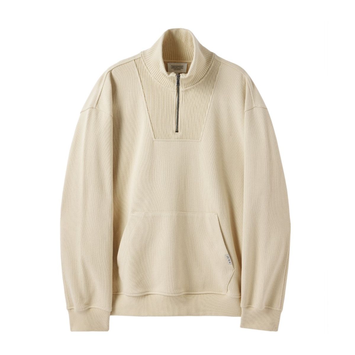브롬톤 런던(BROMPTON LONDON) DIAGONAL JACQUARD HALF ZIP SWEAT T-SHIRT - BUTTER (P244USW433)