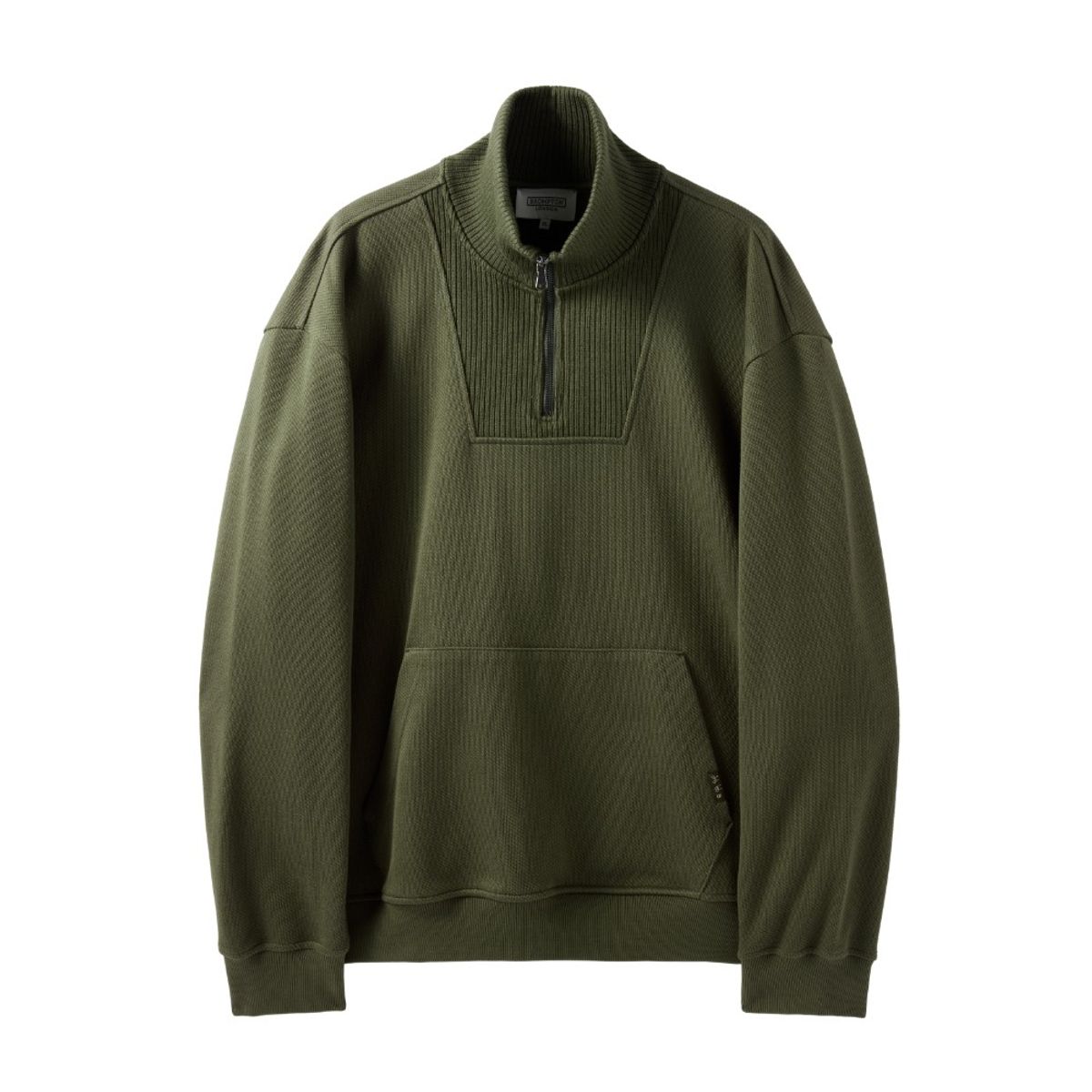 브롬톤 런던(BROMPTON LONDON) DIAGONAL JACQUARD HALF ZIP SWEAT T-SHIRT - OLIVE (P244USW433)