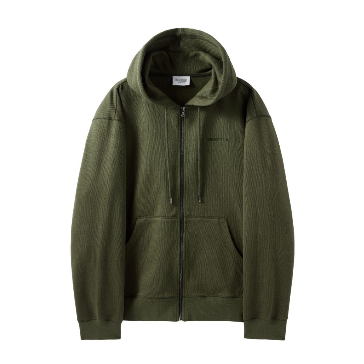브롬톤 런던(BROMPTON LONDON) DIAGONAL JACQUARD HOOD FULL ZIP - OLIVE (P244UFT433)