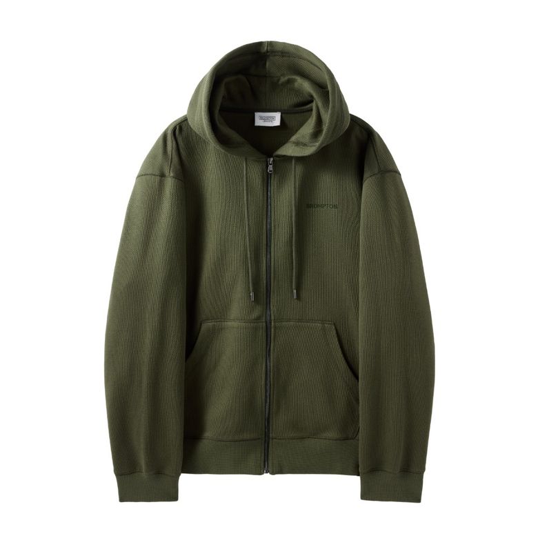 DIAGONAL JACQUARD HOOD FULL ZIP - OLIVE (P244UFT433)