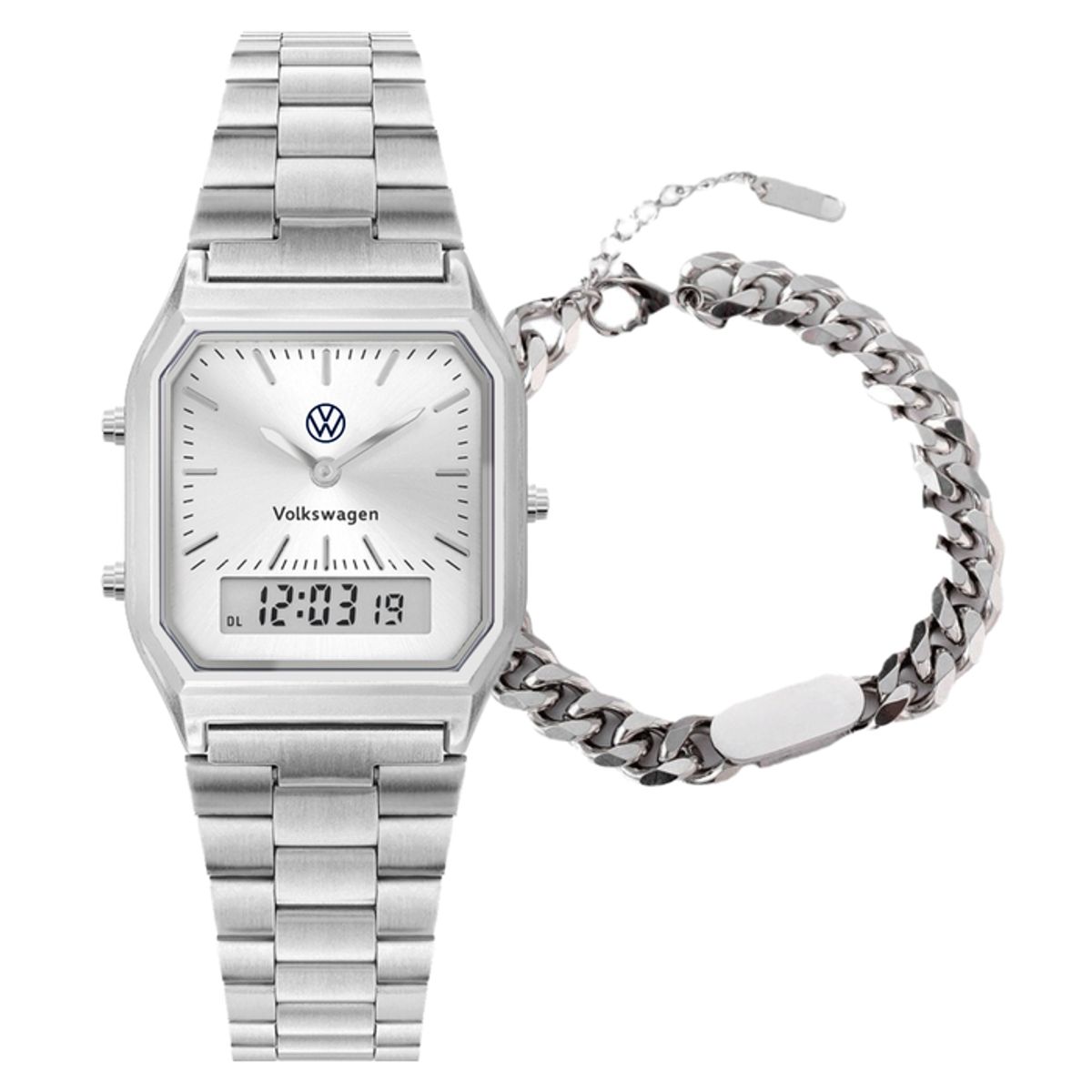 폭스바겐 와치(VOLKSVAGEN WATCH) VW-아나디지 듀얼타임 + 티타늄 팔찌 세트