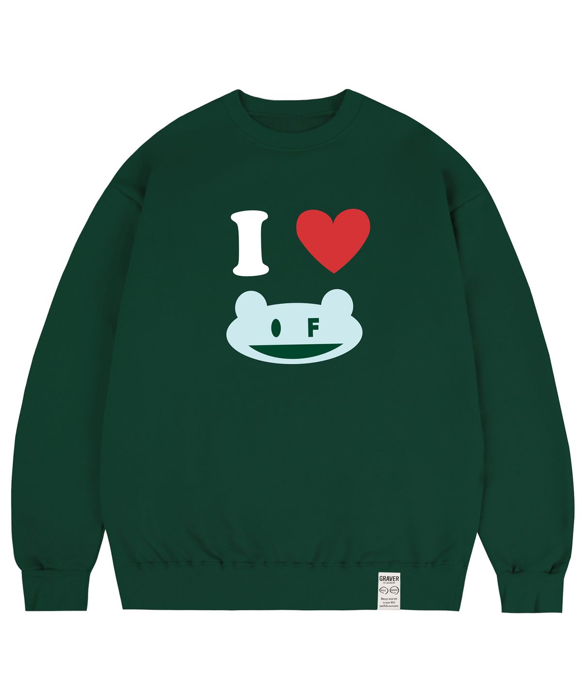 그레이버(GRAVER) [UNISEX]I LOVE OF 맨투맨_그린