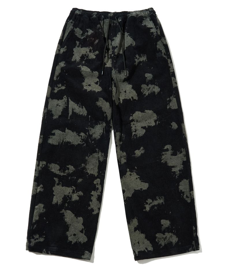 TAG CORDUROY PATTERN PANTS - BLACK