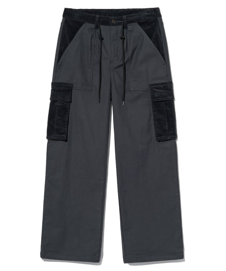 TAG CORDUROY CARGO PANTS - CHARCOAL