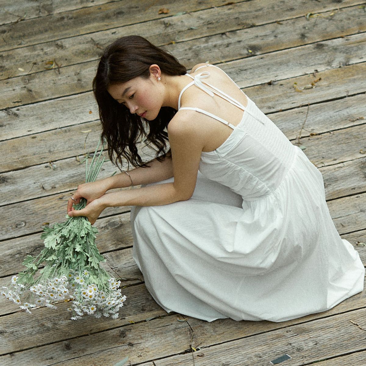 어다울(ADAUL) Jelli shirring choker long dress - white