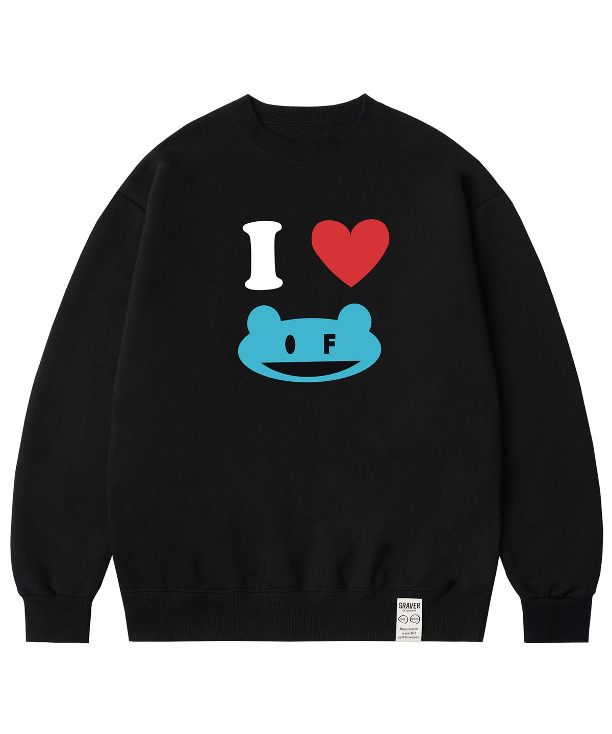 그레이버(GRAVER) [UNISEX]I LOVE OF 맨투맨_블랙