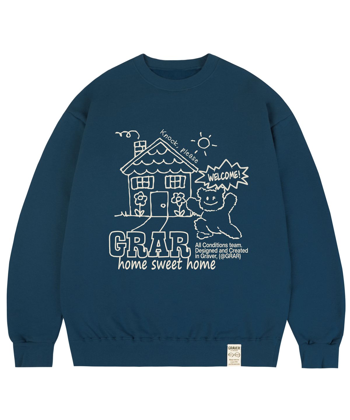 그레이버(GRAVER) [UNISEX]SWEET-HOME 맨투맨_블루그린