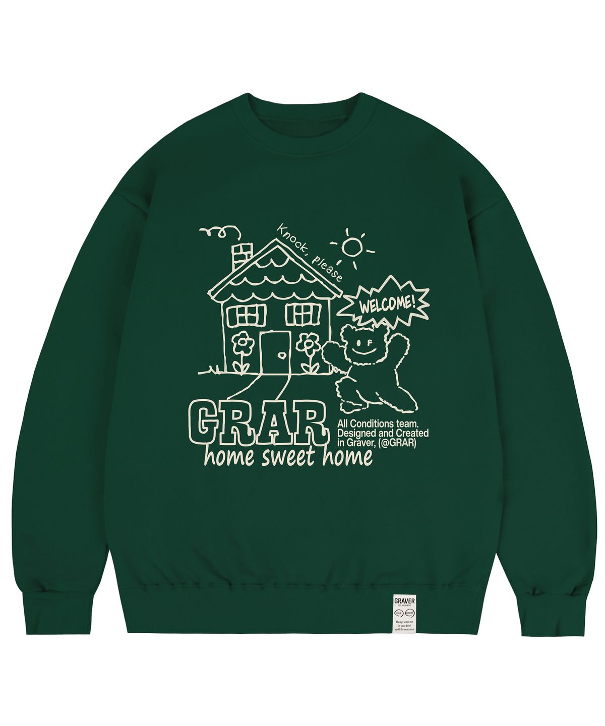 그레이버(GRAVER) [UNISEX]SWEET-HOME 맨투맨_그린