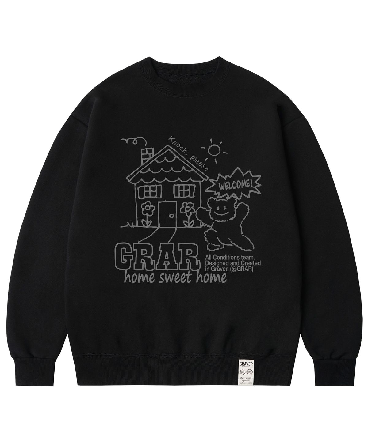 그레이버(GRAVER) [UNISEX]SWEET-HOME 맨투맨_블랙