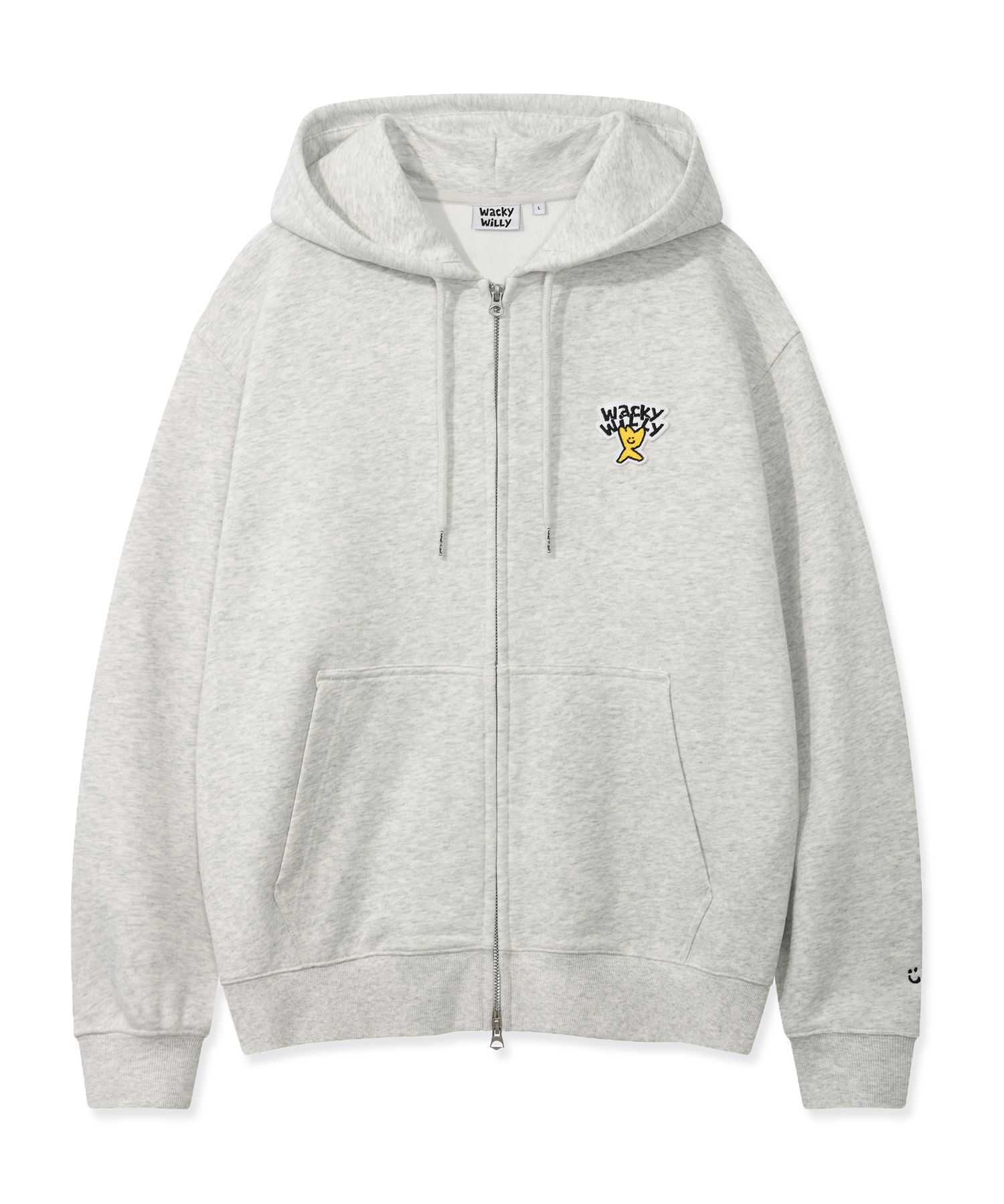 MUSINSA | WACKY WILLY Basic Logo Hoodie Light Grey