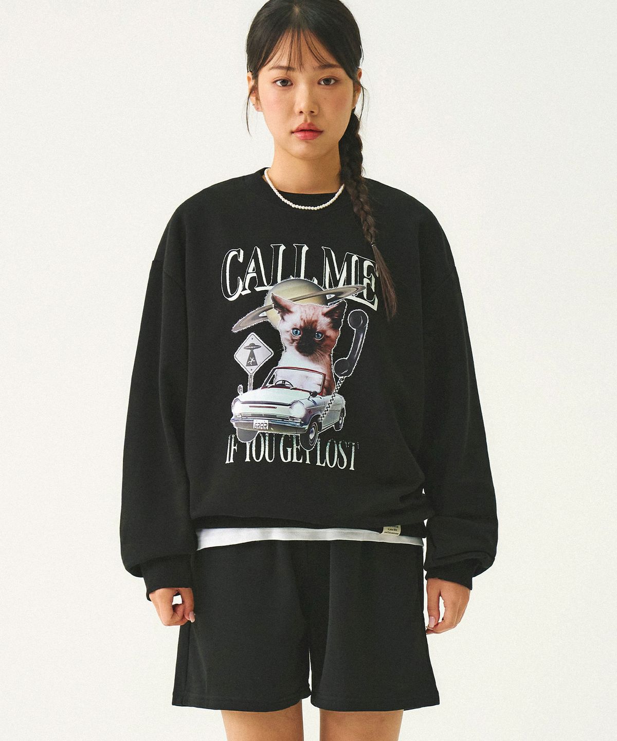 그레이버(GRAVER) [UNISEX]CALL-ME 맨투맨_블랙