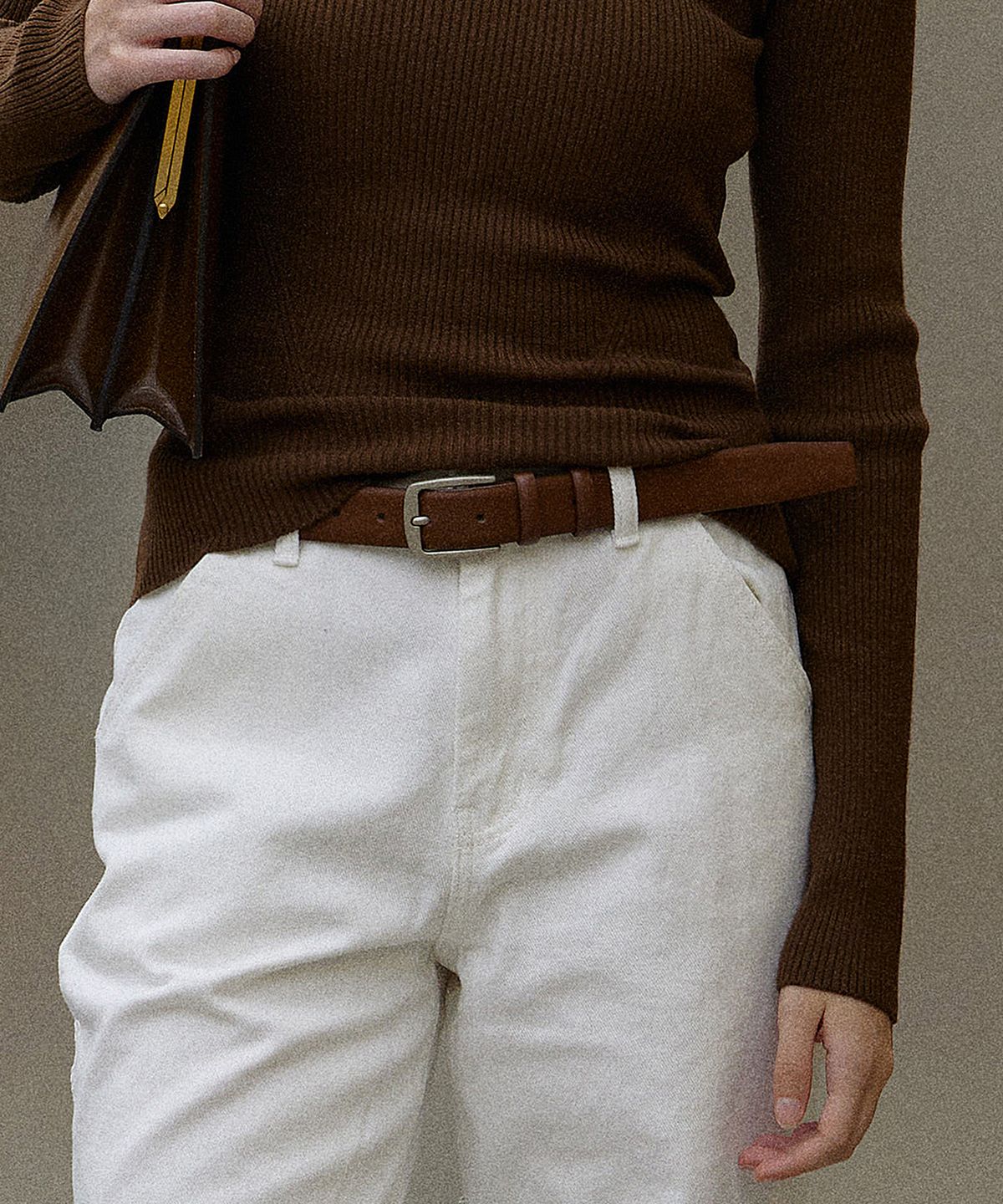 하우스 오브 폰드(HOUSE OF POND) Cow leather square belt (Brown)