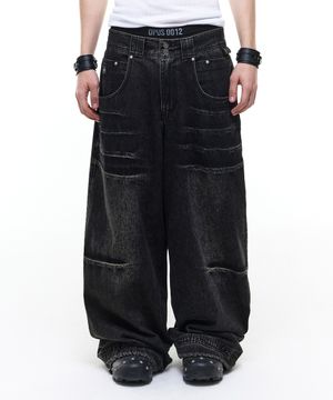 Op. 09 CLAWED MELTED DENIM PANTS BLACK