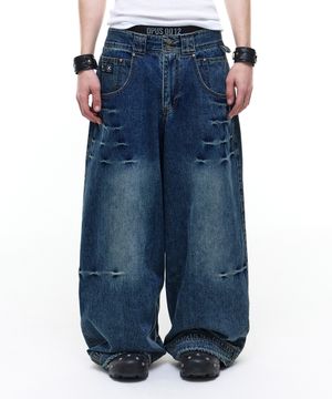 Op. 09 CLAWED MELTED DENIM PANTS INDIGO