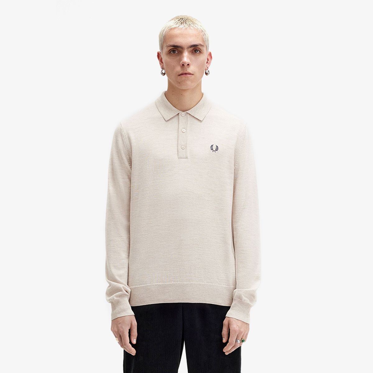 프레드페리(FRED PERRY) [Sharp] 롱 슬리브 클래식 니트 셔츠 (X23) AFPM2434535-X23